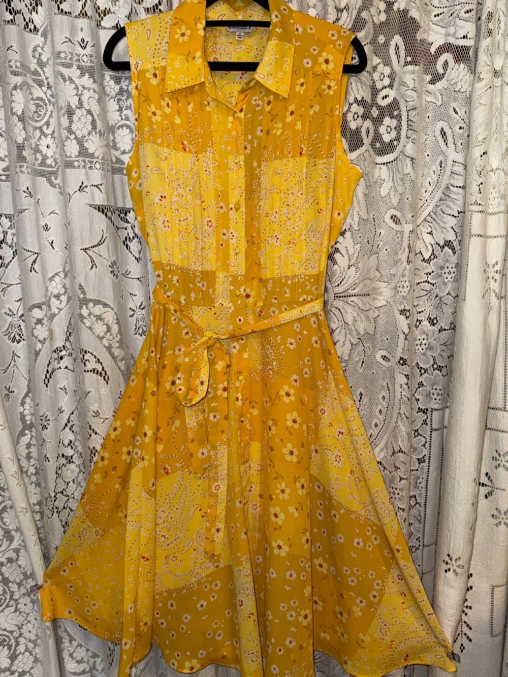 Nanette Lepore Yellow Floral Midi Dress